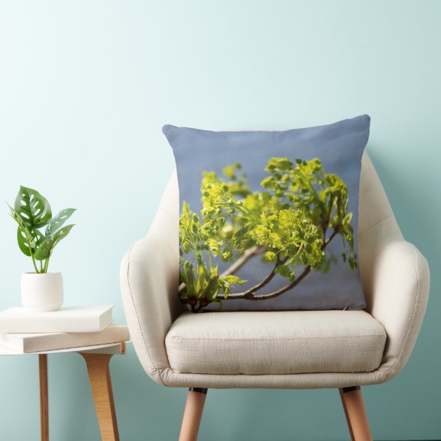 Cute green branch in the wind  throw pillow (Chair)