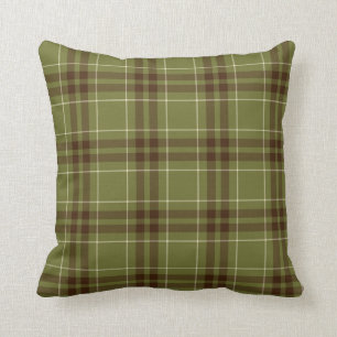 Cute/Green/Brown Plaid Pattern Throw Pillow