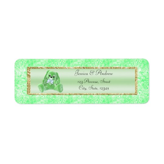 Cute Green Bunny Baby Shower Return Address Label
