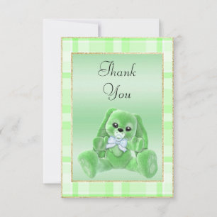 Cute Green Bunny  Baby Shower Thank You Card