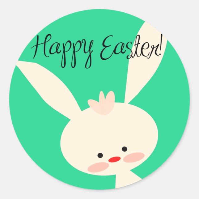 Cute green Bunny for Easter Classic Round Sticker (Front)