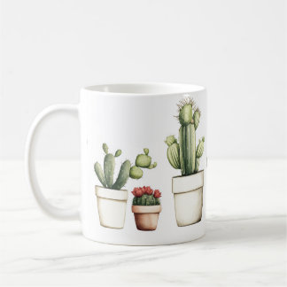 Cute green cactus in pots coffee mug