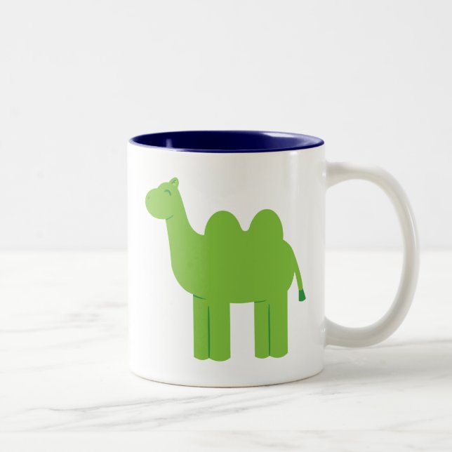 Cute Green Camel Two-Tone Coffee Mug (Right)
