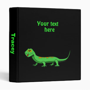 Cute Green Cartoon Lizard Kids Reptile Binder