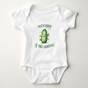 Cute Green Cartoon Pickle Baby Bodysuit