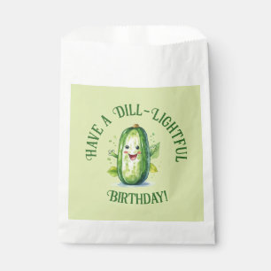Cute Green Cartoon Pickle Birthday Favour Bag