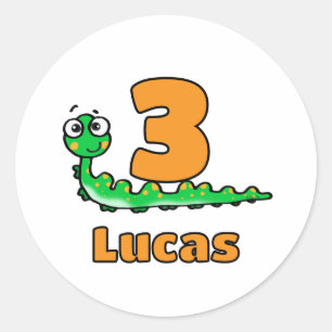Cute Green Caterpillar 3rd Birthday Custom Name Classic Round Sticker