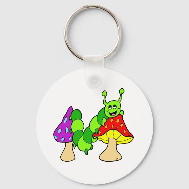 Cute Green Caterpillar Keychain (Front)