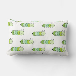 Cute Green Caterpillars and Various Expressions Lumbar Pillow