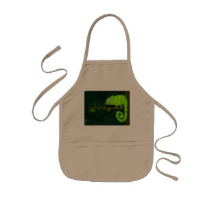 Cute Green Chameleon Illustration Tropical Reptile Kids Apron