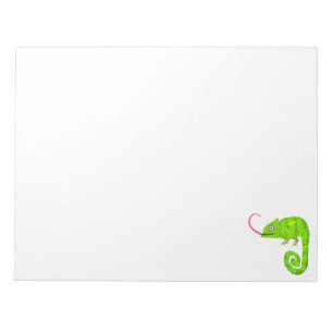 Cute Green Chameleon Illustration Tropical Reptile Notepad