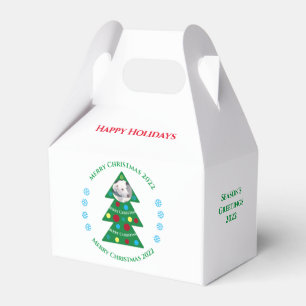 Cute Green Christmas Tree Celebration Dog Holiday Favor Box