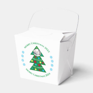 Cute Green Christmas Tree Celebration Dog Holiday Favor Box