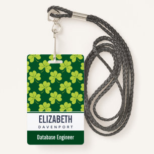 Cute Green Clover Pattern Badge