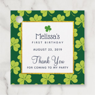 Cute Green Clover Pattern Birthday Thank You Favour Tags