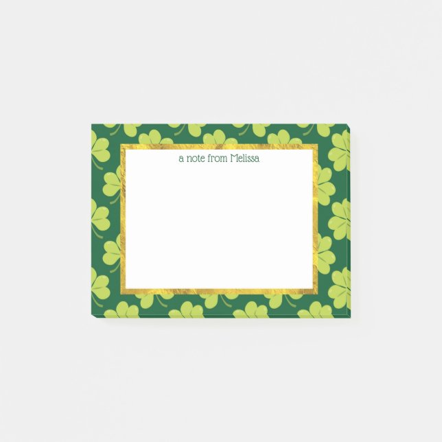 Cute Green Clover Pattern Post-it Notes (Front)