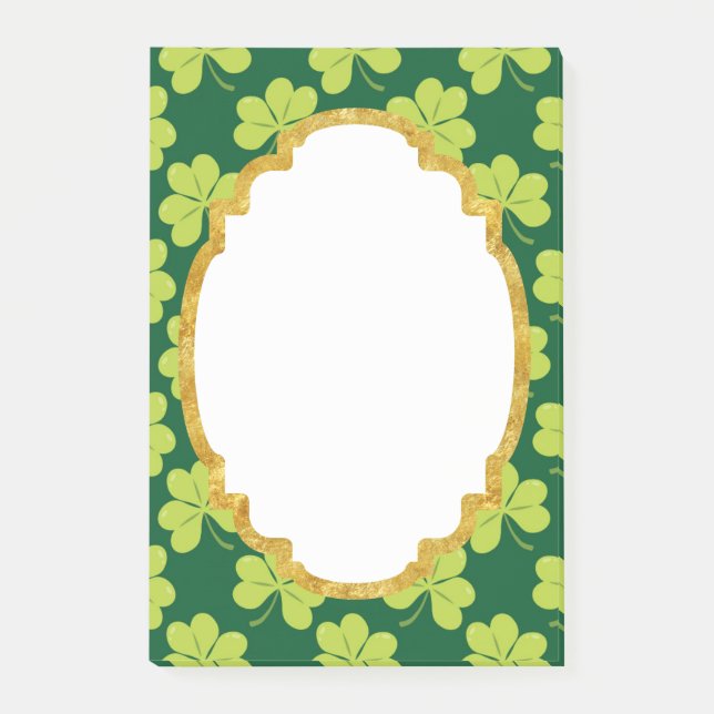 Cute Green Clover Pattern Post-it Notes (Front)