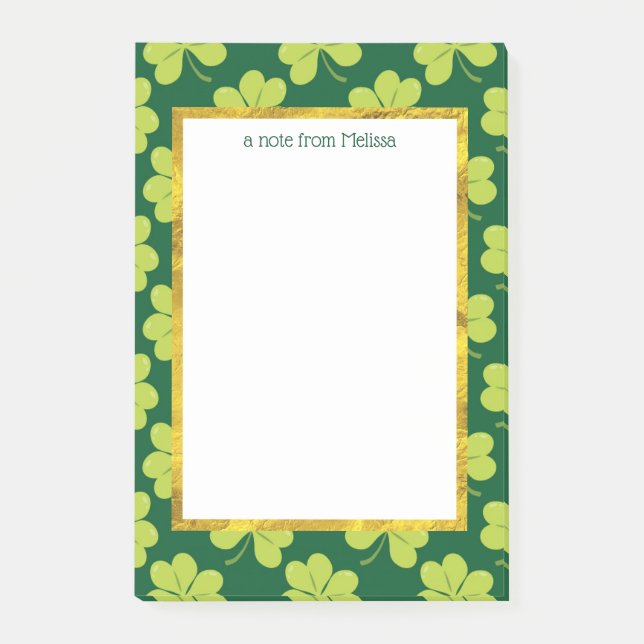 Cute Green Clover Pattern Post-it Notes (Front)