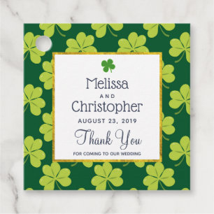 Cute Green Clover Pattern Wedding Thank You Favour Tags