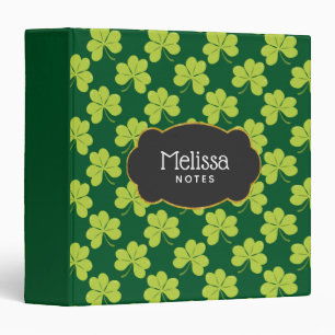 Cute Green Clover Shamrock Pattern Binder