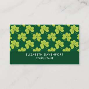 Cute Green Clover Shamrock Pattern Business Card