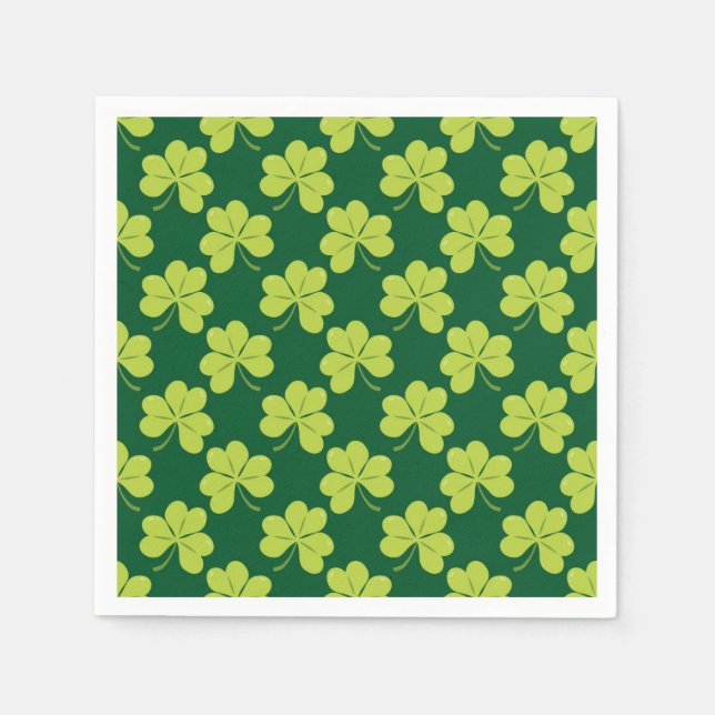 Cute Green Clover Shamrock Pattern Napkin (Front)