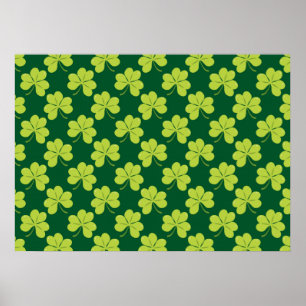 Cute Green Clover Shamrock Pattern Poster