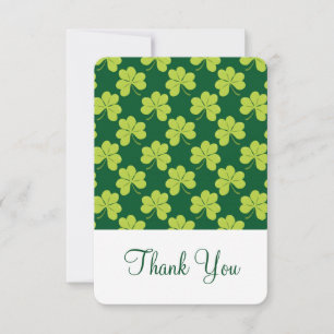 Cute Green Clover Shamrock Pattern Thank You
