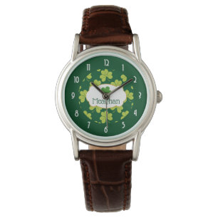 Cute Green Clover Shamrock Pattern Watch