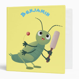 Cute green cricket insect cartoon illustration binder