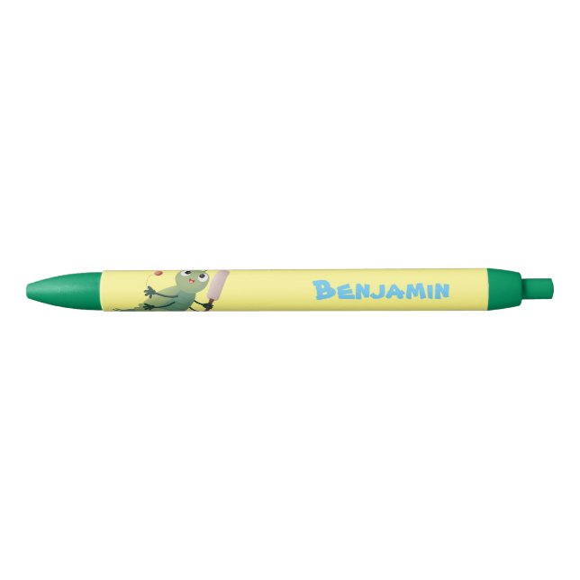Cute green cricket insect cartoon illustration black ink pen (Front)