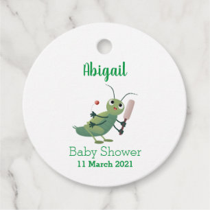 Cute green cricket insect cartoon illustration  favour tags