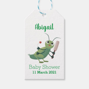 Cute green cricket insect cartoon illustration gift tags