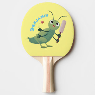 Cute green cricket insect cartoon illustration ping pong paddle