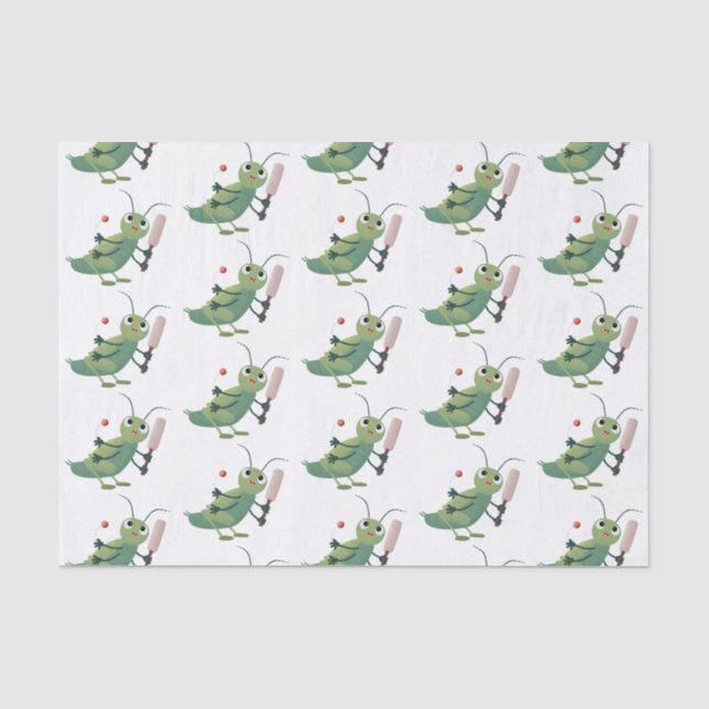 Cute green cricket insect cartoon illustration tissue paper (Front)