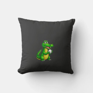Cute Green Crocodile Soccer Stay Wild Pillow
