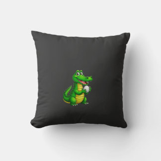 Cute Green Crocodile Soccer Stay Wild Pillow