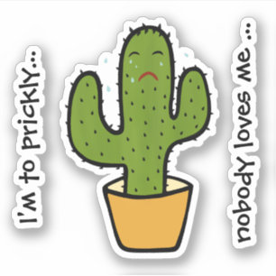 Cute green crying cactus