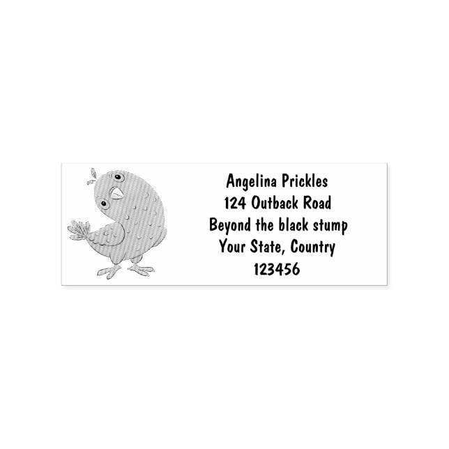 Cute green curious parakeet cartoon illustration  rubber stamp (Imprint)