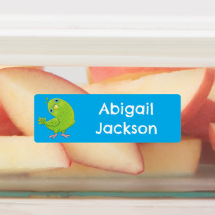 Cute green curious parakeet cartoon personalized