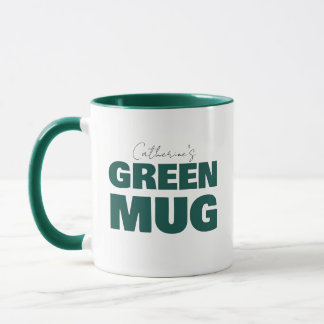 Cute Green Custom Name Script Personalized Mug