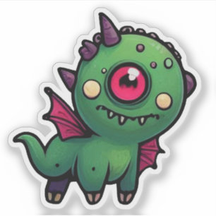 Cute Green Cyclops Monster - Kawaii Dragon Beast
