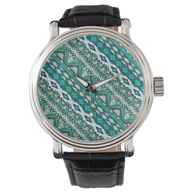 Cute green design aztec patterns design watch (Front)