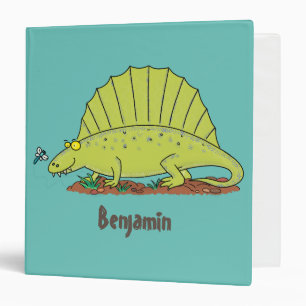 Cute green dimetrodon cartoon illustration binder