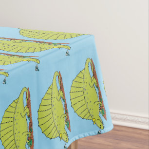 Cute green dimetrodon cartoon illustration tablecloth