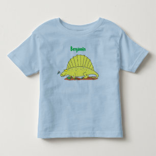 Cute green dimetrodon cartoon illustration toddler t-shirt