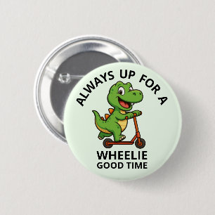 Cute Green Dinosaur 2 Inch Round Button