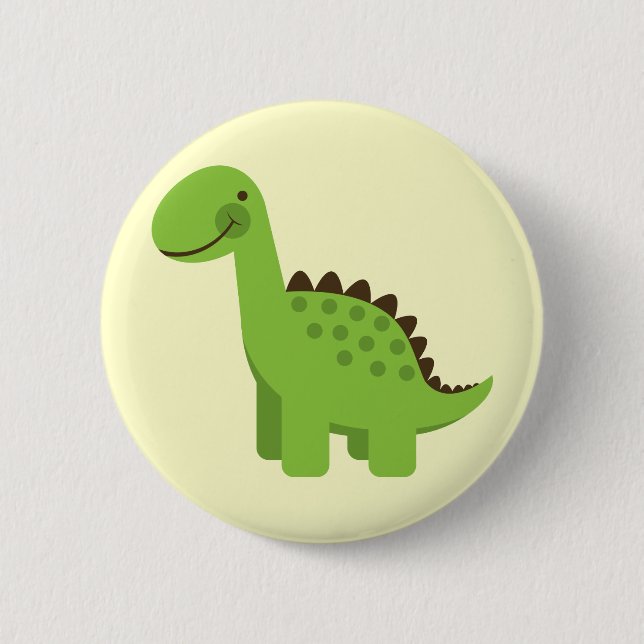 Cute Green Dinosaur 2 Inch Round Button (Front)