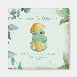 Cute Green Dinosaur Boys Baby Shower   Magnet