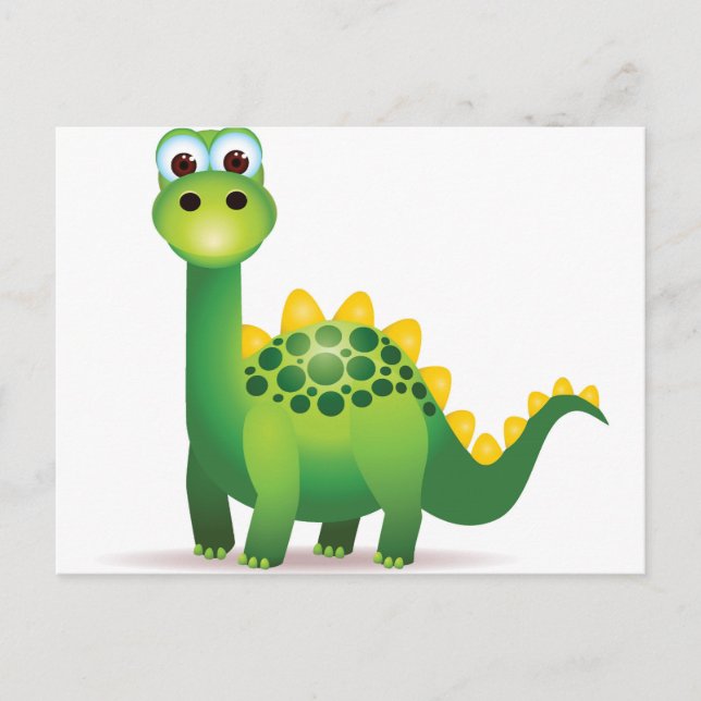 Cute green dinosaur cartoon postcard (Front)